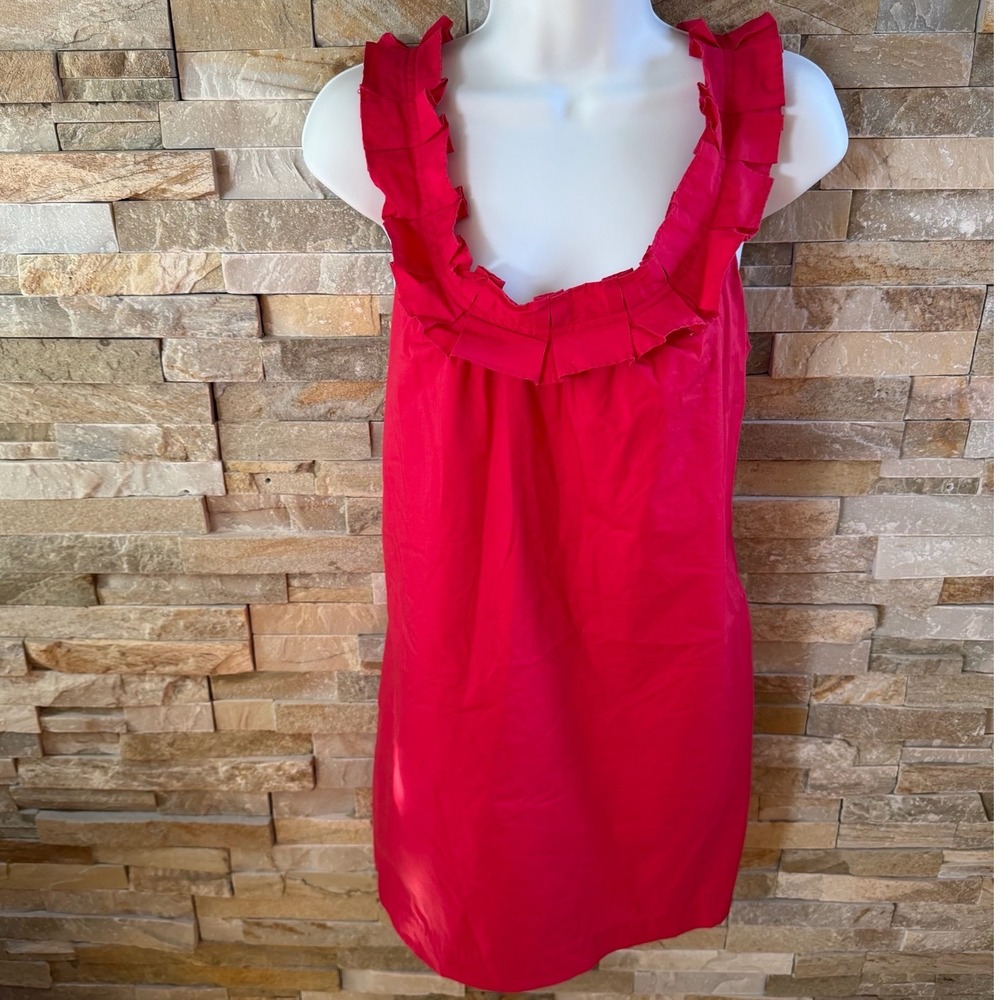 Fei for Anthropologie Carambola Pink Ruffle Mini Shift Dress Size 0 Pockets